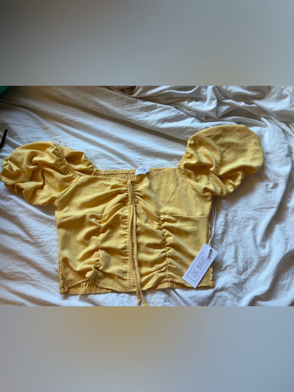 Sienna Sky Yellow Puff-Sleeve Kids Top